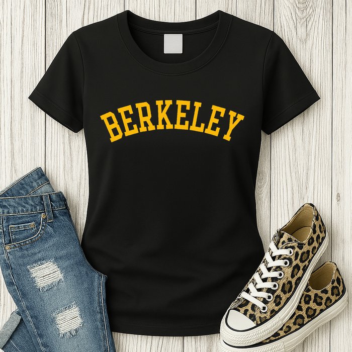 Berkeley Arched Varsity Text Yellow Berkeley Womens T-Shirt