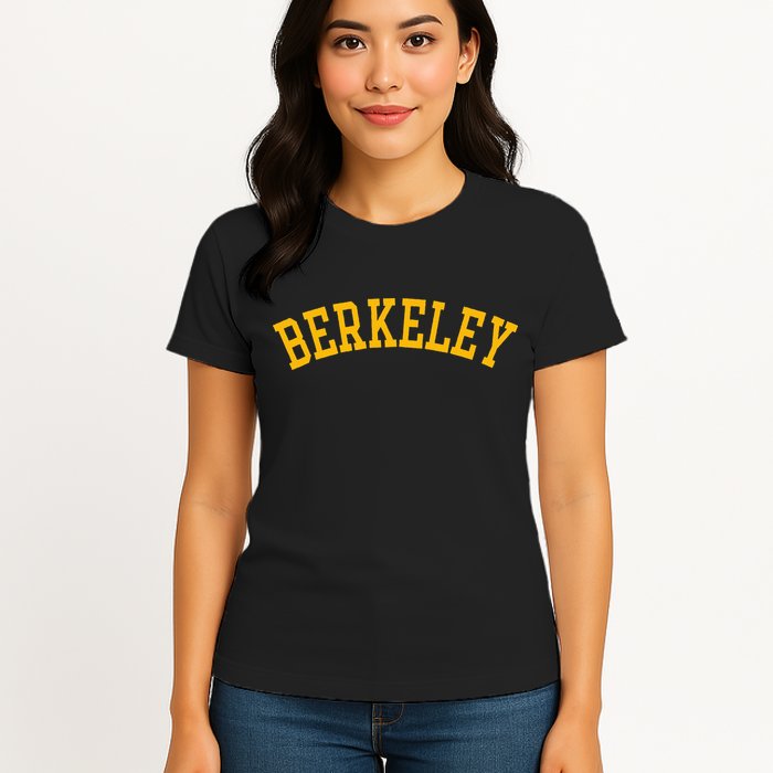 Berkeley Arched Varsity Text Yellow Berkeley Womens T-Shirt