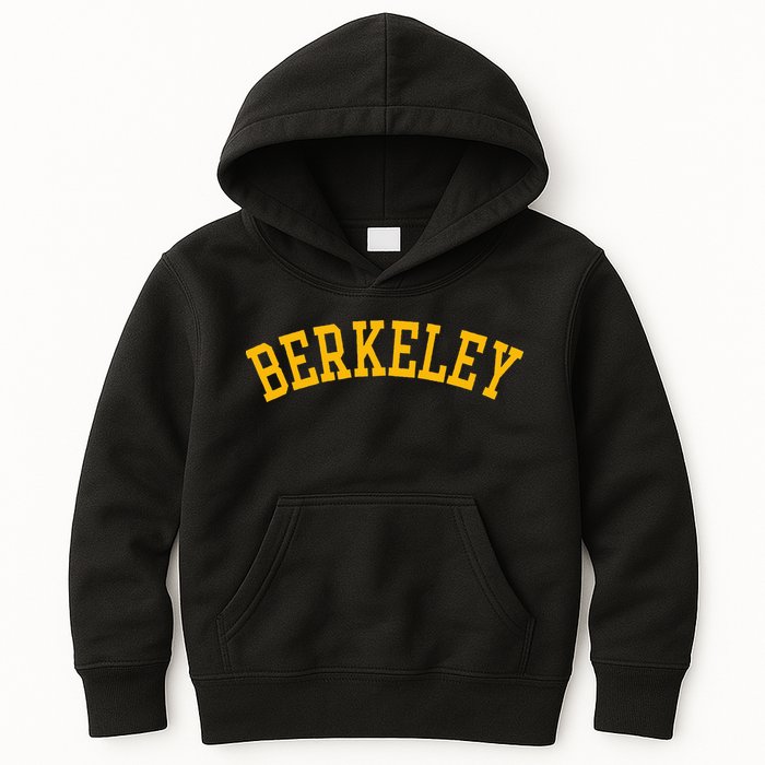 Berkeley Arched Varsity Text Yellow Berkeley Kids Hoodie