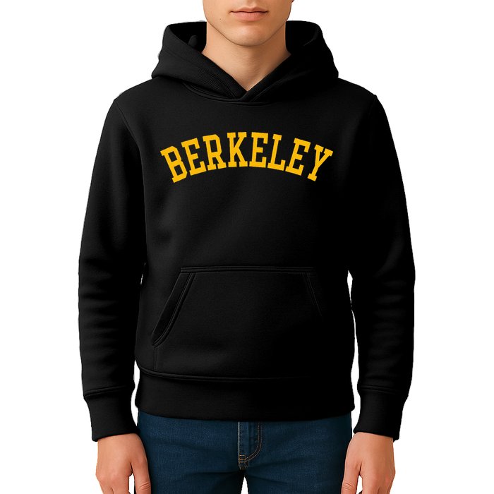 Berkeley Arched Varsity Text Yellow Berkeley Kids Hoodie