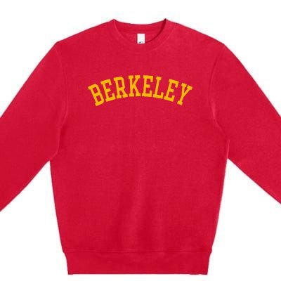 Berkeley Arched Varsity Text Yellow Berkeley Premium Crewneck Sweatshirt