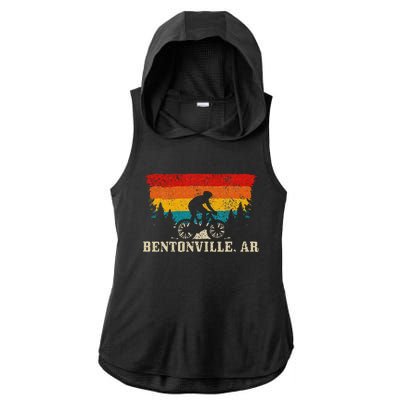 Bentonville Arkansas Vintage Mountain Bike Cycling Ladies PosiCharge Tri-Blend Wicking Draft Hoodie Tank