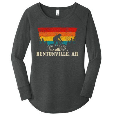 Bentonville Arkansas Vintage Mountain Bike Cycling Women's Perfect Tri Tunic Long Sleeve Shirt