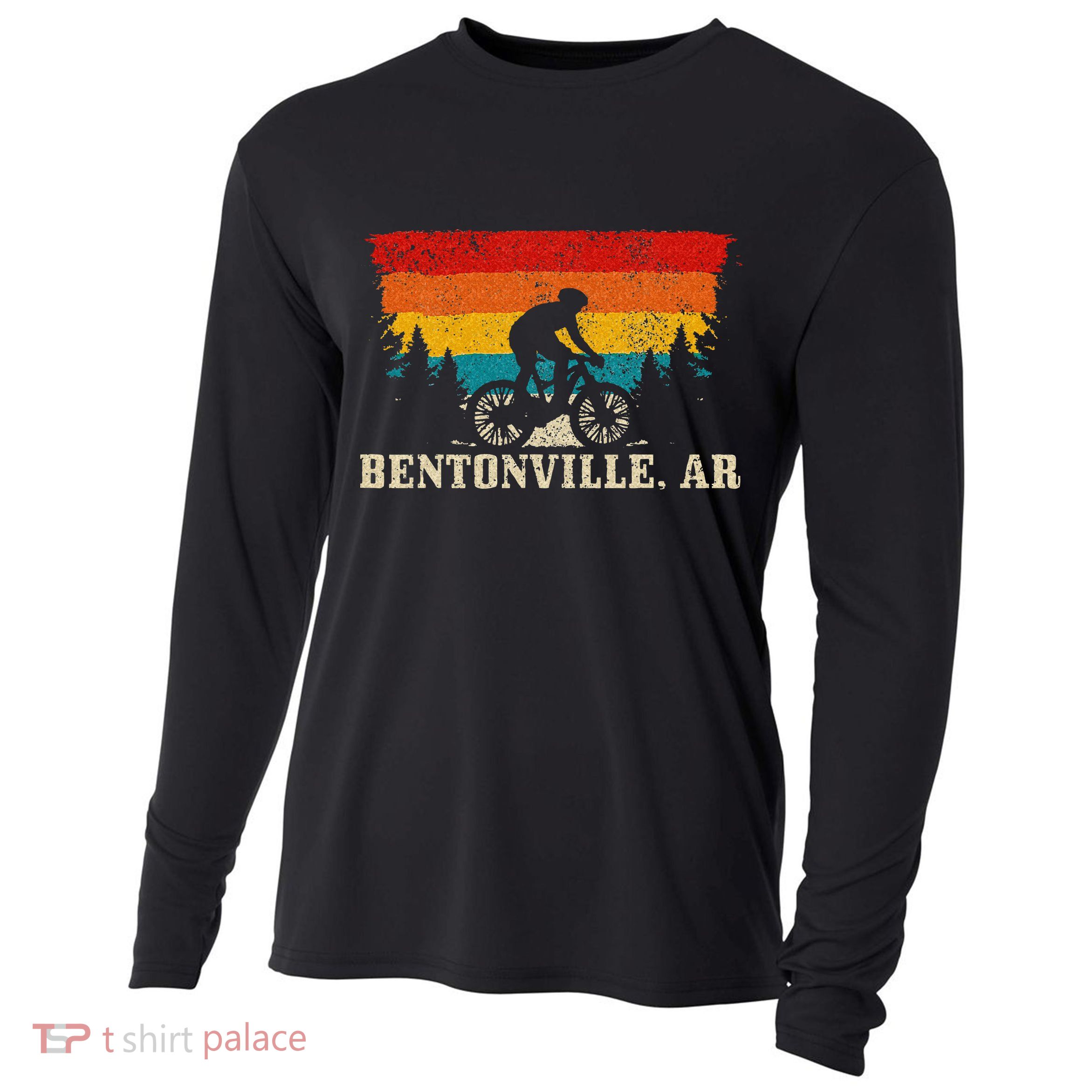 Bentonville Arkansas Vintage Mountain Bike Cycling Cooling Performance Long Sleeve Crew