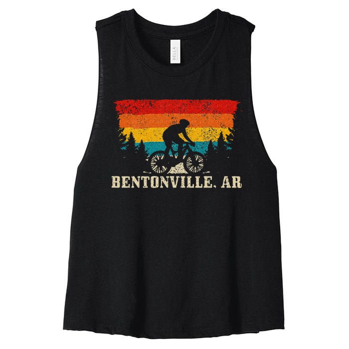 Bentonville Arkansas Vintage Mountain Bike Cycling Women's Racerback Cropped Tank