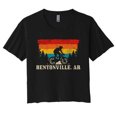 Bentonville Arkansas Vintage Mountain Bike Cycling Women's Crop Top Tee