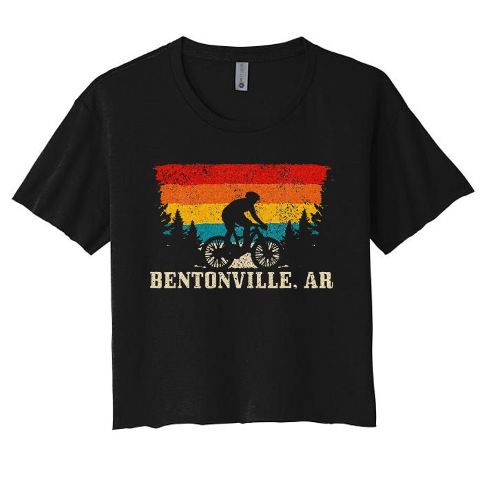 Bentonville Arkansas Vintage Mountain Bike Cycling Women's Crop Top Tee