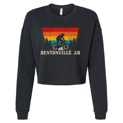 Bentonville Arkansas Vintage Mountain Bike Cycling Cropped Pullover Crew