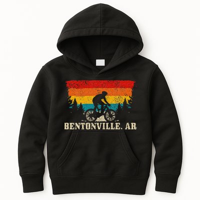 Bentonville Arkansas Vintage Mountain Bike Cycling Kids Hoodie