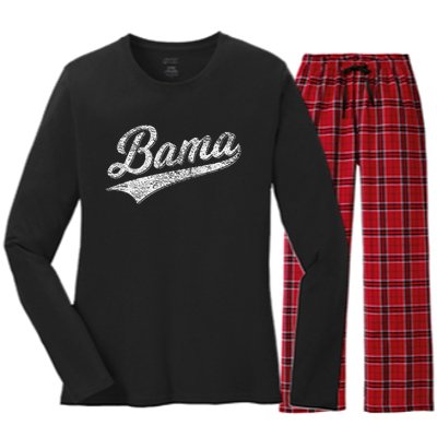 BAMA ALABAMA VARSITY SCRIPT CLASSIC SPORTS JERSEY STYLE Women's Long Sleeve Flannel Pajama Set 