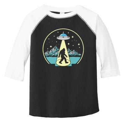 Bigfoot Abduction! Vintage Sasquatch & Ufo Alien Graphic Toddler Fine Jersey T-Shirt