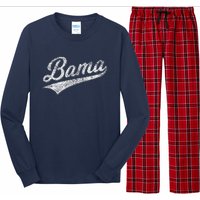 Bama Alabama Varsity Script Classic Sports Jersey Style Long Sleeve Pajama Set