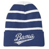 Bama Alabama Varsity Script Classic Sports Jersey Style Striped Beanie with Solid Band