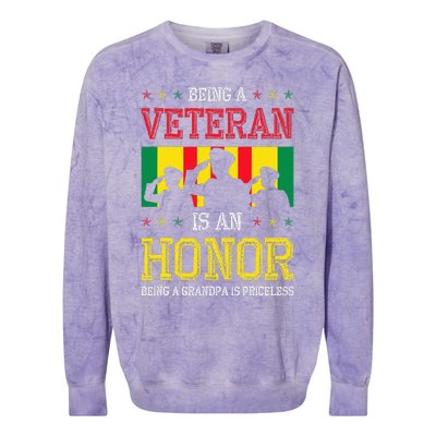 Being A Veteran Is An Honor Being A Grandpa Is Priceless Colorblast Crewneck Sweatshirt