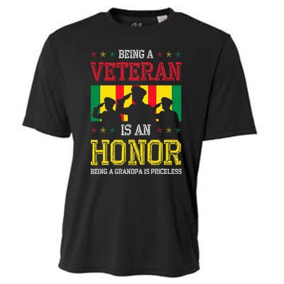 Being A Veteran Is An Honor Being A Grandpa Is Priceless Cooling Performance Crew T-Shirt