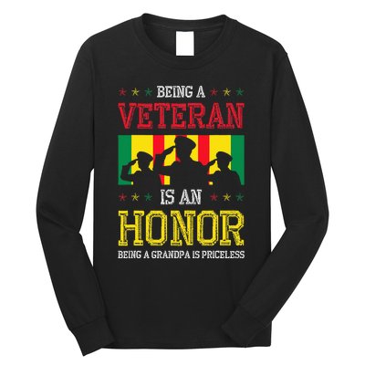 Being A Veteran Is An Honor Being A Grandpa Is Priceless Long Sleeve Shirt