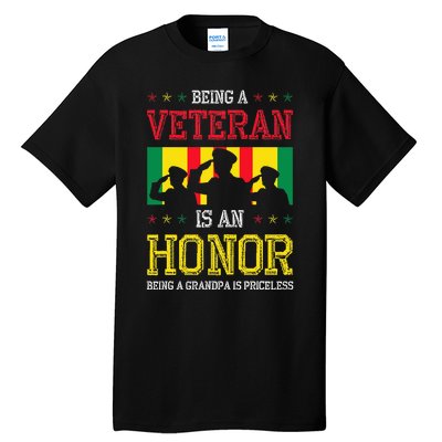 Being A Veteran Is An Honor Being A Grandpa Is Priceless Tall T-Shirt