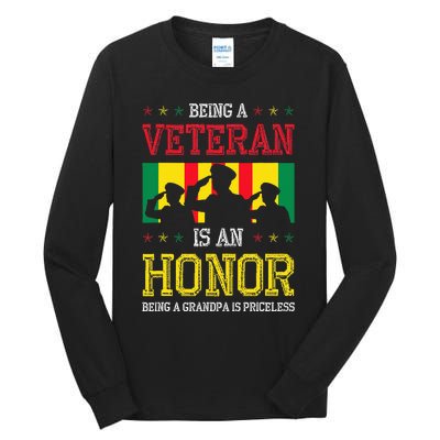 Being A Veteran Is An Honor Being A Grandpa Is Priceless Tall Long Sleeve T-Shirt