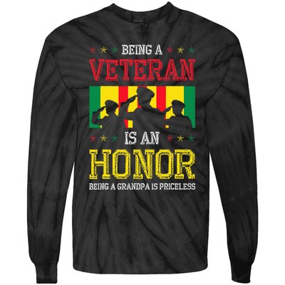 Being A Veteran Is An Honor Being A Grandpa Is Priceless Tie-Dye Long Sleeve Shirt