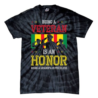 Being A Veteran Is An Honor Being A Grandpa Is Priceless Tie-Dye T-Shirt