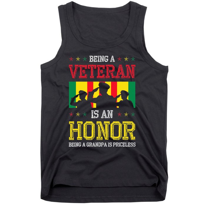 Being A Veteran Is An Honor Being A Grandpa Is Priceless Tank Top