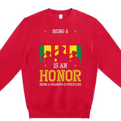 Being A Veteran Is An Honor Being A Grandpa Is Priceless Premium Crewneck Sweatshirt