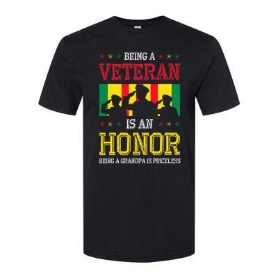 Being A Veteran Is An Honor Being A Grandpa Is Priceless Softstyle CVC T-Shirt