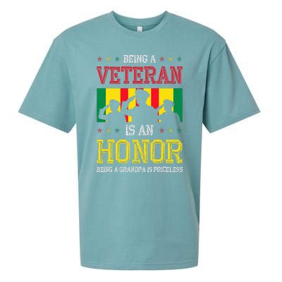 Being A Veteran Is An Honor Being A Grandpa Is Priceless Sueded Cloud Jersey T-Shirt