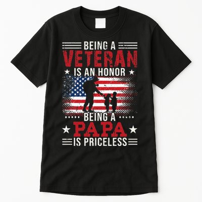 Being A Veteran Is An Honor Being Papa Is Priceless Tall T-Shirt