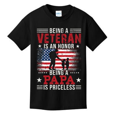 Being A Veteran Is An Honor Being Papa Is Priceless Kids T-Shirt