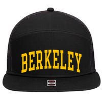 Berkeley Arched Varsity Text Yellow Berkeley 7 Panel Mesh Trucker Snapback Hat