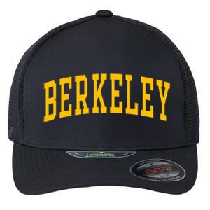 Berkeley Arched Varsity Text Yellow Berkeley Flexfit Unipanel Trucker Cap