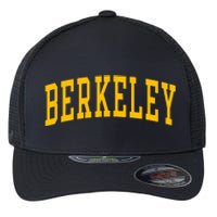 Berkeley Arched Varsity Text Yellow Berkeley Flexfit Unipanel Trucker Cap