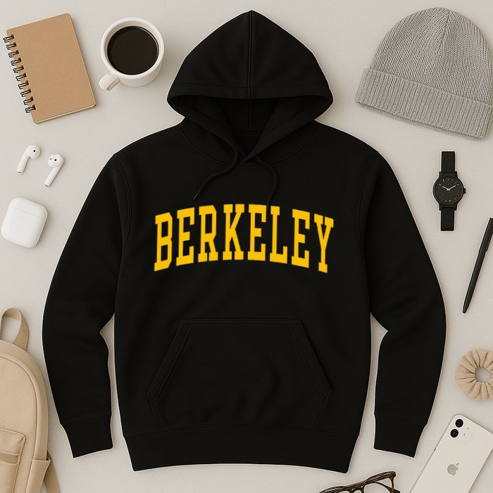 Berkeley Arched Varsity Text Yellow Berkeley Hoodie