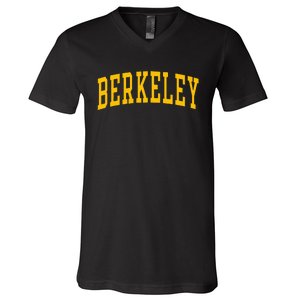 Berkeley Arched Varsity Text Yellow Berkeley V-Neck T-Shirt