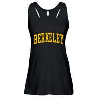 Berkeley Arched Varsity Text Yellow Berkeley Ladies Essential Flowy Tank
