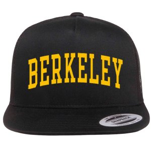 Berkeley Arched Varsity Text Yellow Berkeley Flat Bill Trucker Hat