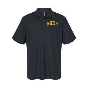 Berkeley Arched Varsity Text Yellow Berkeley Softstyle Adult Sport Polo