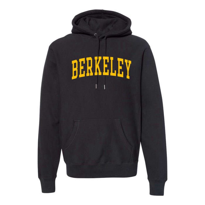 Berkeley Arched Varsity Text Yellow Berkeley Premium Hoodie