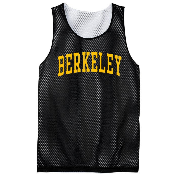 Berkeley Arched Varsity Text Yellow Berkeley Mesh Reversible Basketball Jersey Tank