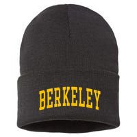 Berkeley Arched Varsity Text Yellow Berkeley Sustainable Knit Beanie