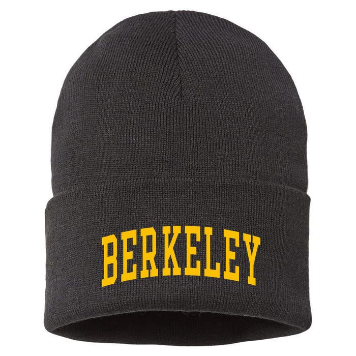 Berkeley Arched Varsity Text Yellow Berkeley Sustainable Knit Beanie
