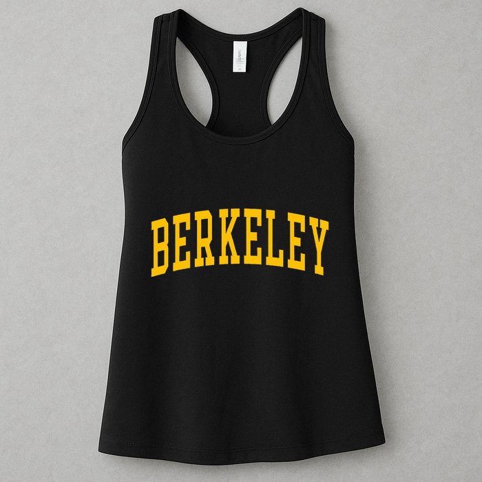 Berkeley Arched Varsity Text Yellow Berkeley Womens Tank Top