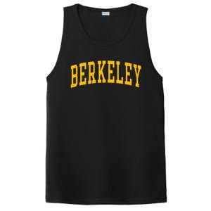 Berkeley Arched Varsity Text Yellow Berkeley PosiCharge Competitor Tank