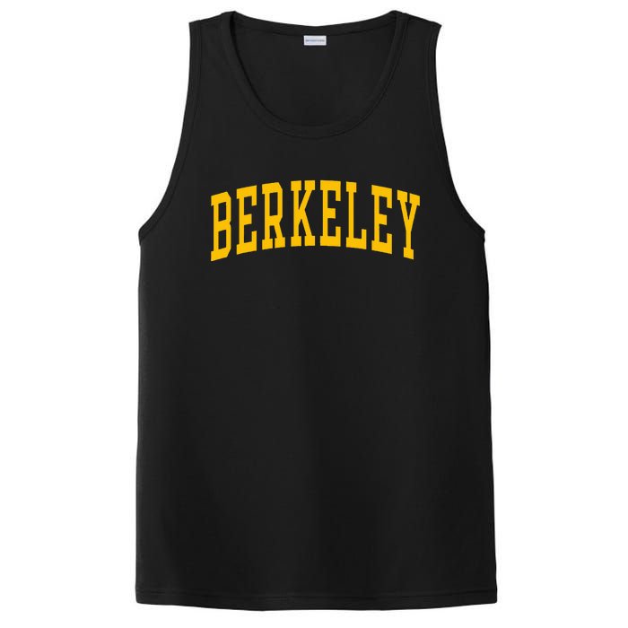 Berkeley Arched Varsity Text Yellow Berkeley PosiCharge Competitor Tank