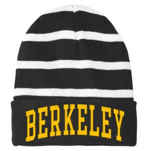 Berkeley Arched Varsity Text Yellow Berkeley Striped Beanie with Solid Band