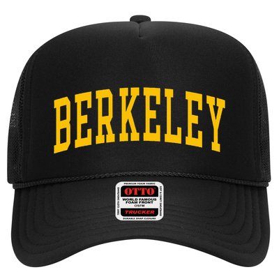Berkeley Arched Varsity Text Yellow Berkeley Trucker Hat