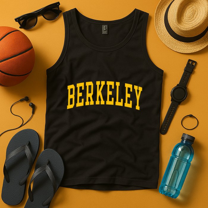 Berkeley Arched Varsity Text Yellow Berkeley Tank Top