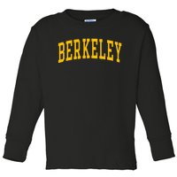 Berkeley Arched Varsity Text Yellow Berkeley Toddler Long Sleeve Shirt