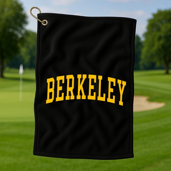 Berkeley Arched Varsity Text Yellow Berkeley Golf Towel
